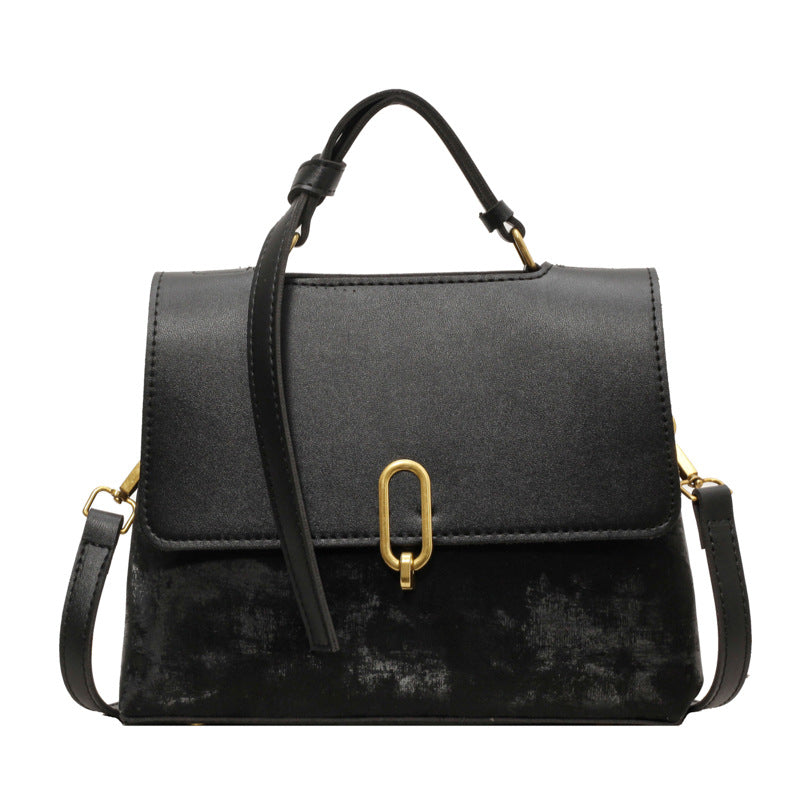 Retro Gold Clasp Messenger Handbag