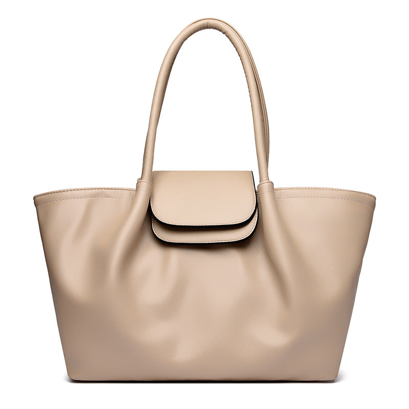 Pleat Style Genuine Leather Shoulder Bag