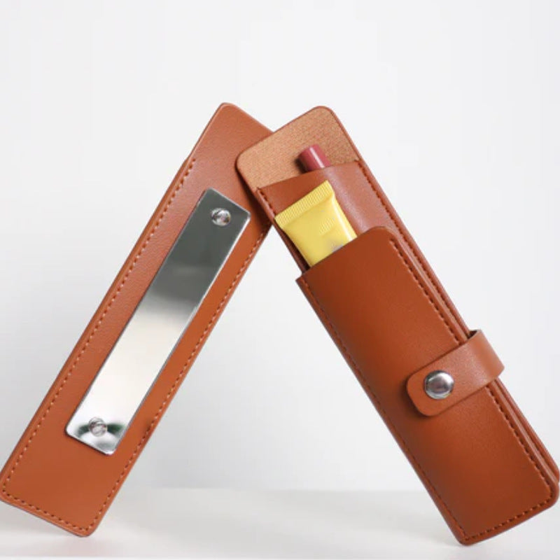 PU Leather Makeup Pouch with Mirror