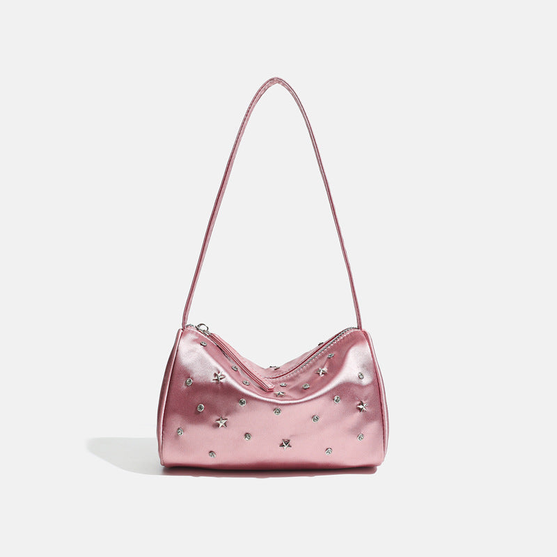 Roselle Celestial Studded Ruched Shoulder Bag