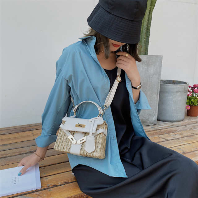 Retro Straw Woven Female Messenger Shoulder Bag