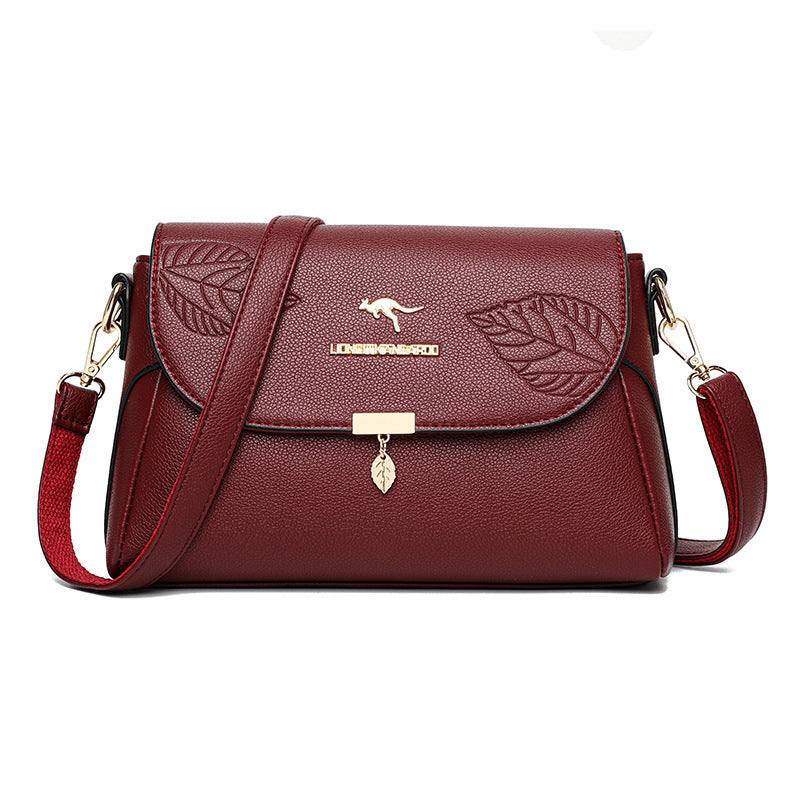 Leaf Charm Soft Leather Crossbody Bag