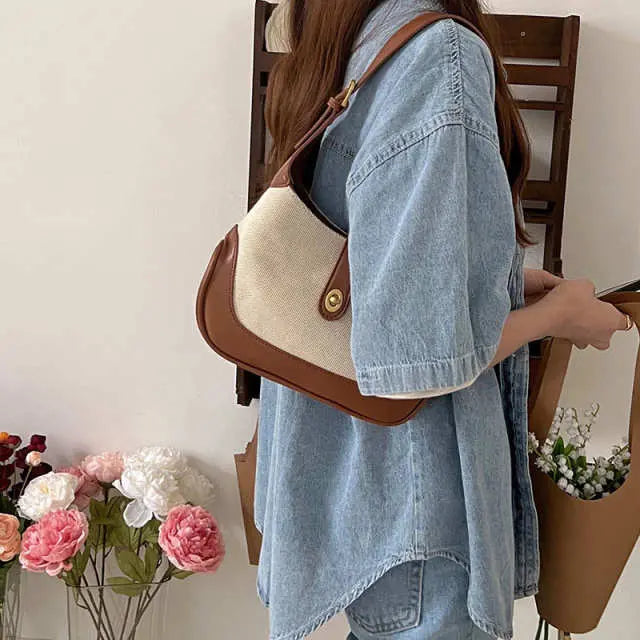 Classic French Canvas Shoulder Bag