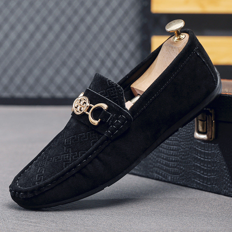 Men's Signature Patterned Suede Slip On Loafers
