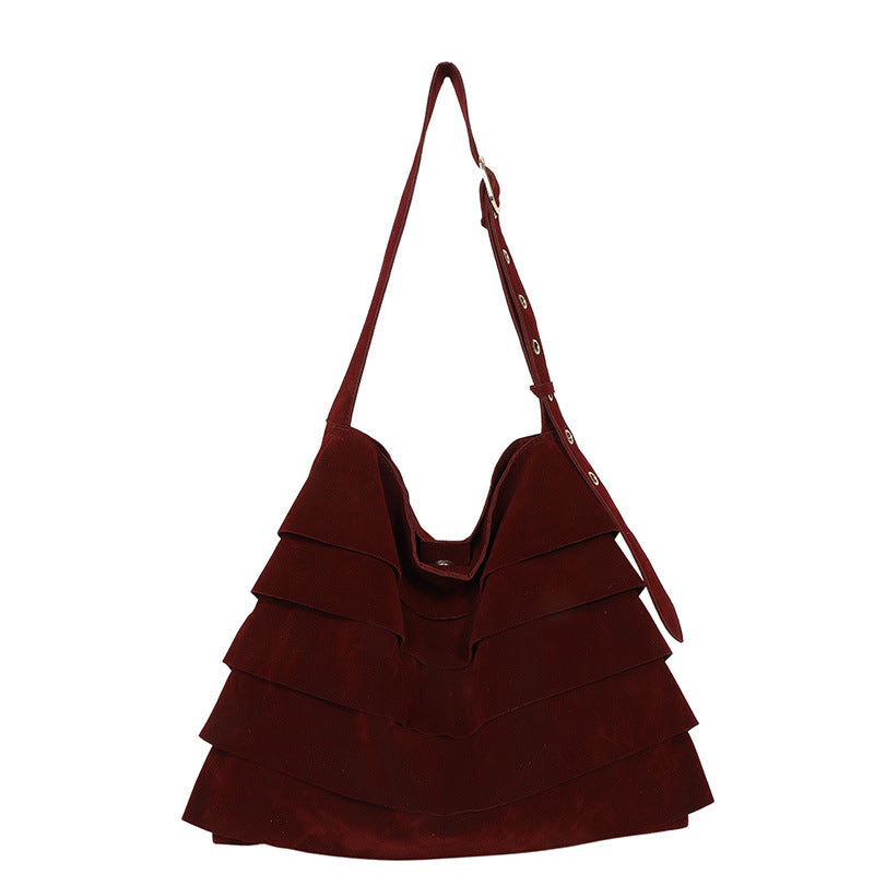 Suede Layer Luxe Shoulder Bag