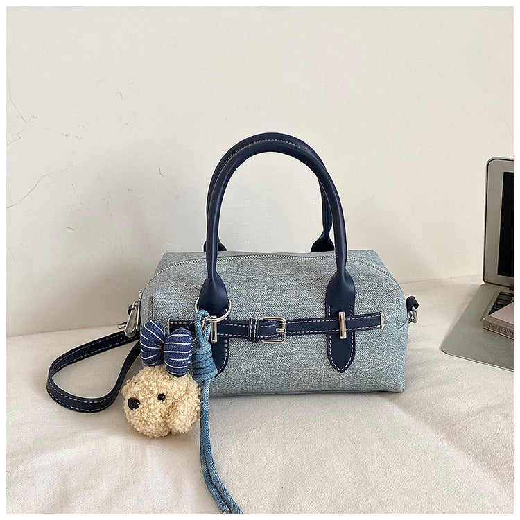 Denim Structured Commuter Handbag