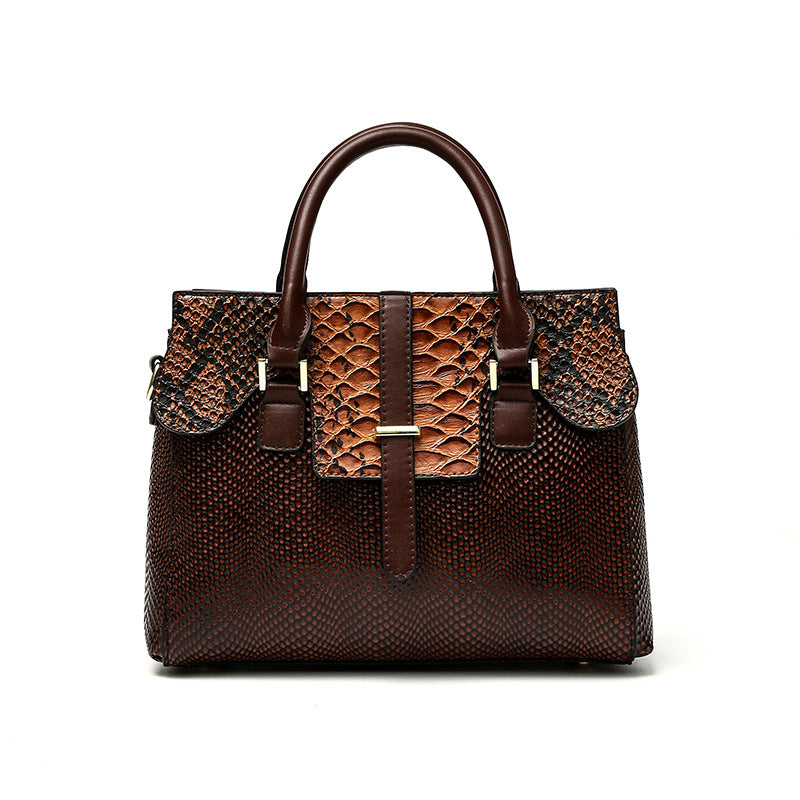 Crocodile Pattern Embossed Large Capacity Handbag