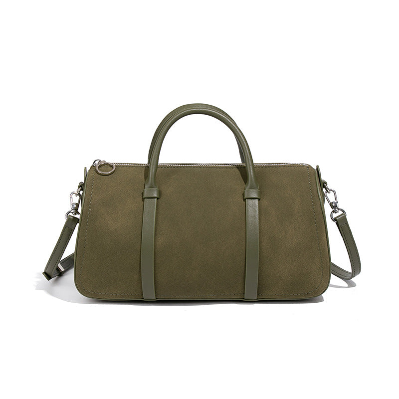 Noir Boston Suede Carryall Handbag