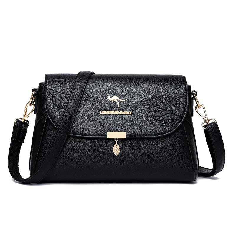 Leaf Charm Soft Leather Crossbody Bag