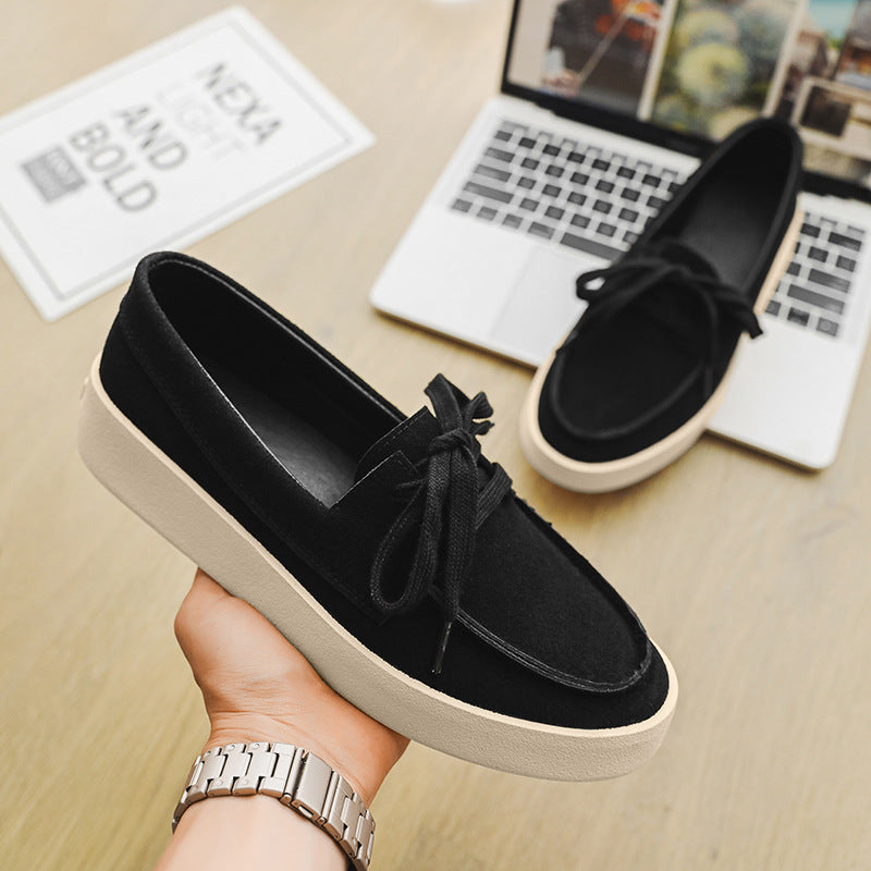 Men's Clean Low-Profile Lace-Up Moccasin Loafers