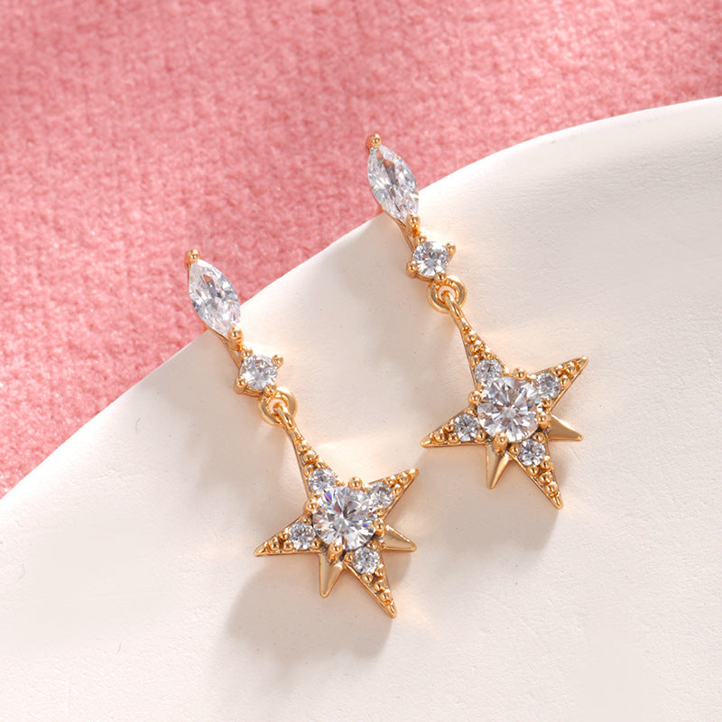 Zircon Star Long Earrings