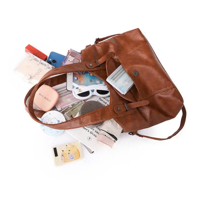 Euro Splicing Soft Leather Shoulder Bag