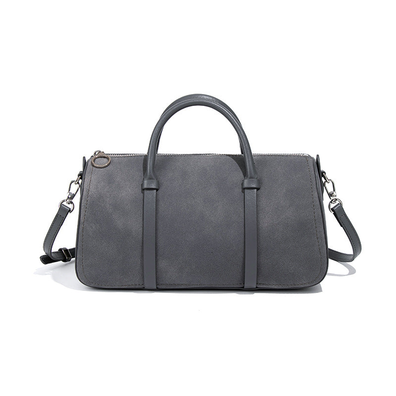 Noir Boston Suede Carryall Handbag