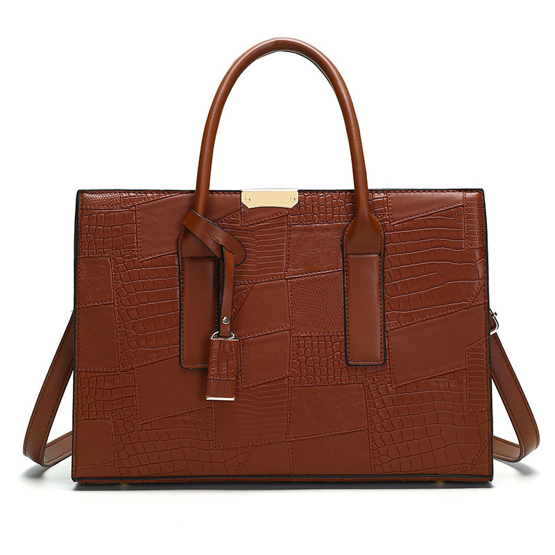 Vintage Embossed Leather Tote Bag