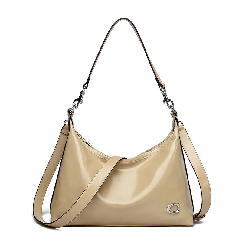 Noir Crescent Gloss Shoulder Bag