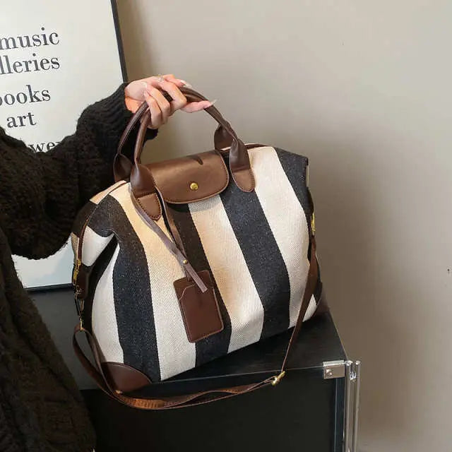 Striped Design Handbag