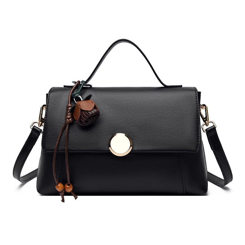 Noir Waxed Leather Square Handbag