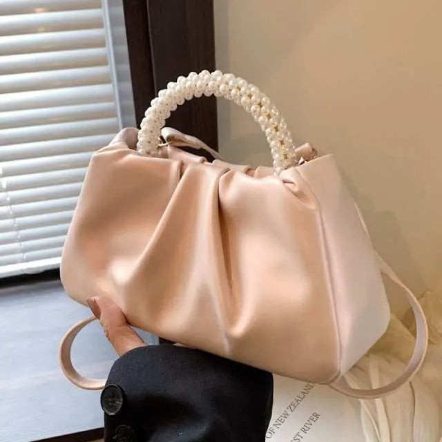 Pearl Cloud Pleated Crossbody Bag