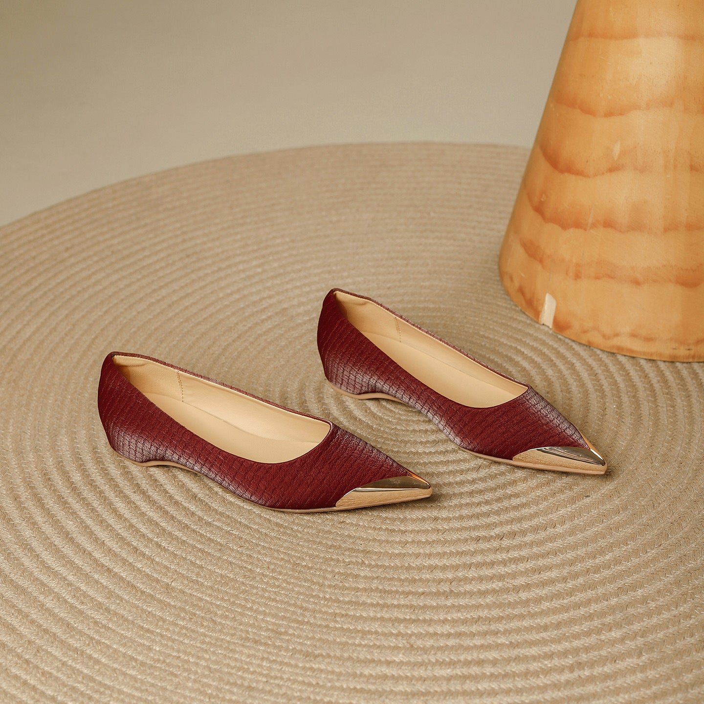 Metal Pointed Toe Low Heel Pumps