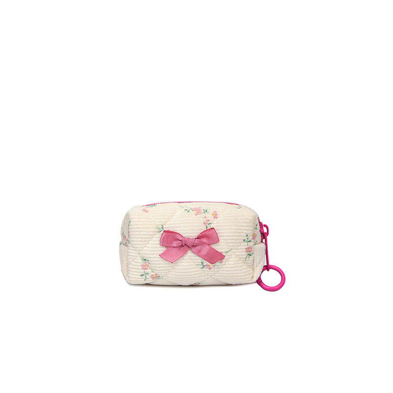 Floral Bow Mini Makeup Bag
