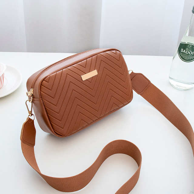 Wave Pattern Embroidered  Camera Crossbody Bag