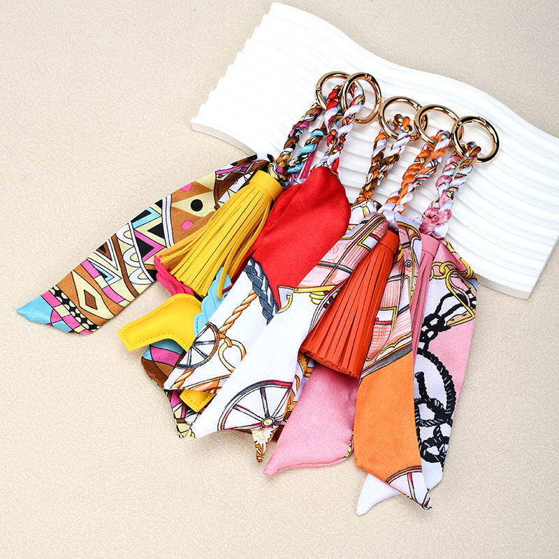 Leather Bow Tassel Bag Charm
