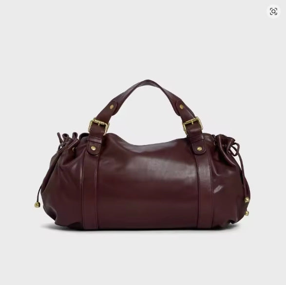 Women's Supple Leather Buckled Handbag