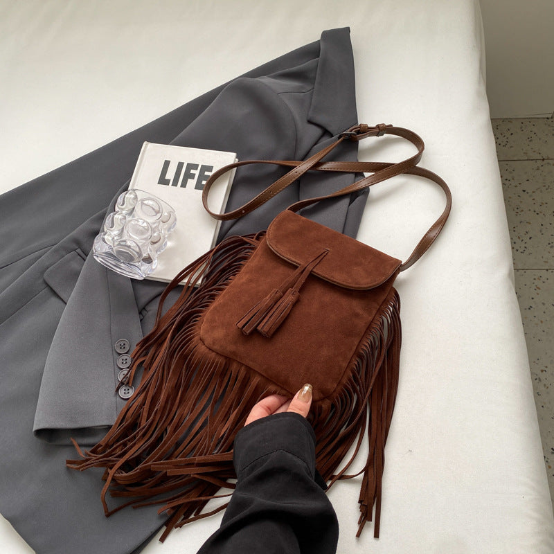 Suede Fringe Women’s Mini Crossbody Bag
