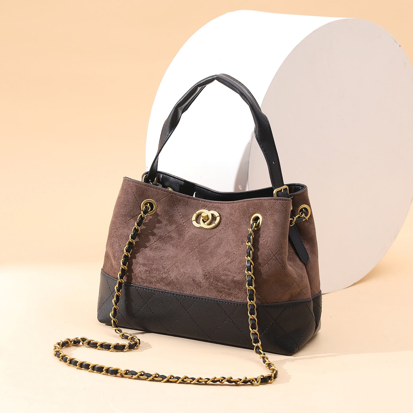 High-End Suede Chain Bucket Bag