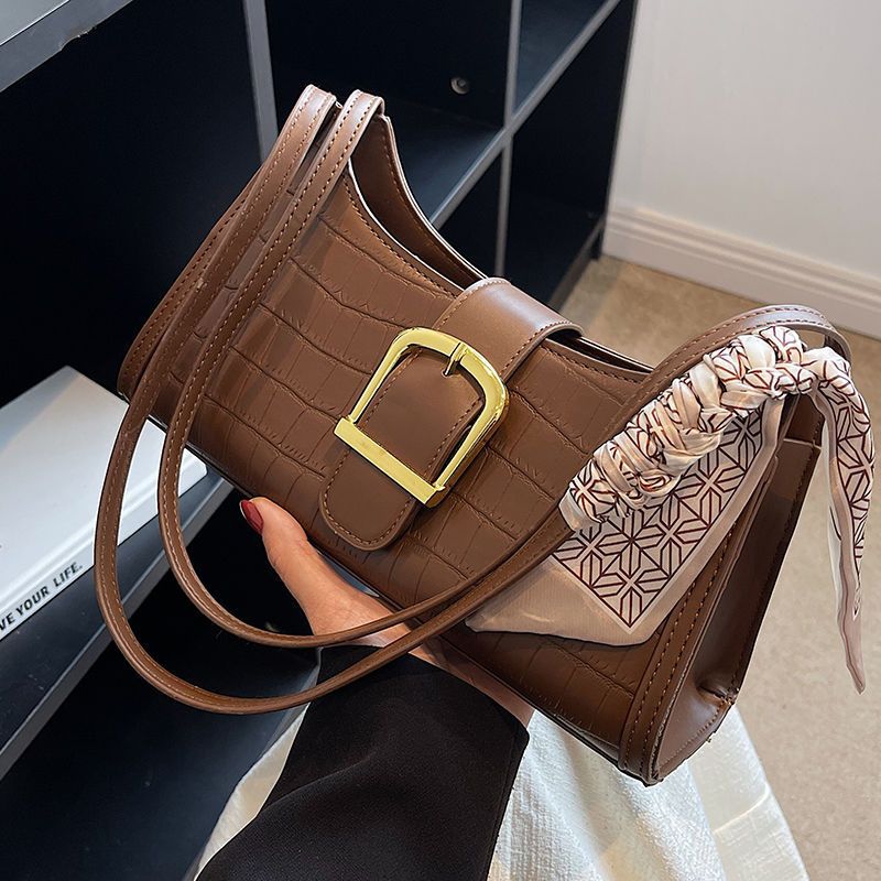 Vintage Buckle Baguette Shoulder Bag