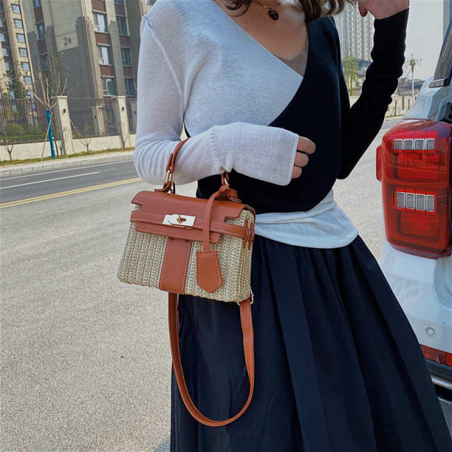 Retro Straw Woven Female Messenger Shoulder Bag