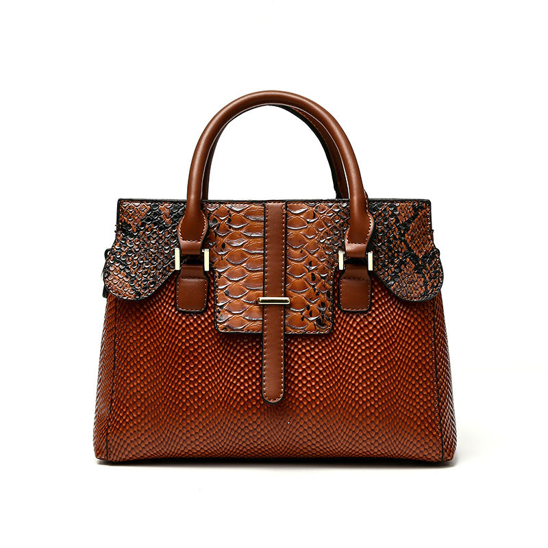 Crocodile Pattern Embossed Large Capacity Handbag