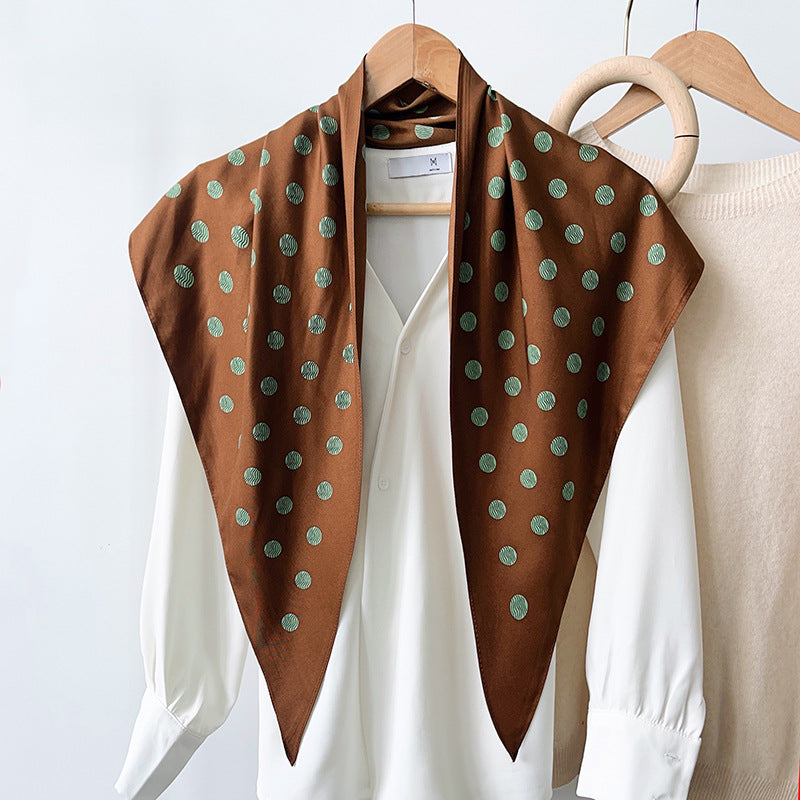 New Brown Polka Dot Triangle Scarf