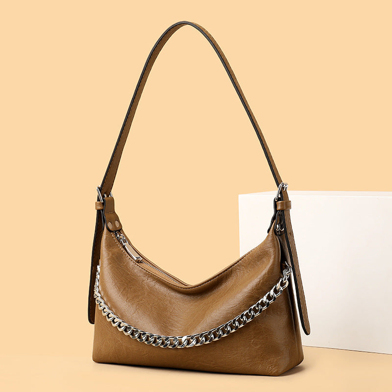 Chain Accent Premium Shoulder Bag