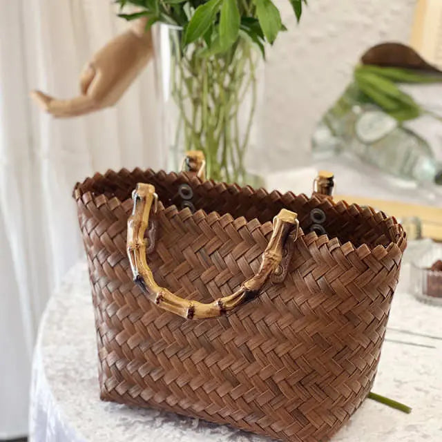 Vintage Bamboo Handle Handbag