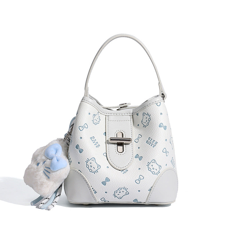Embossed Cat Print Bucket Bag