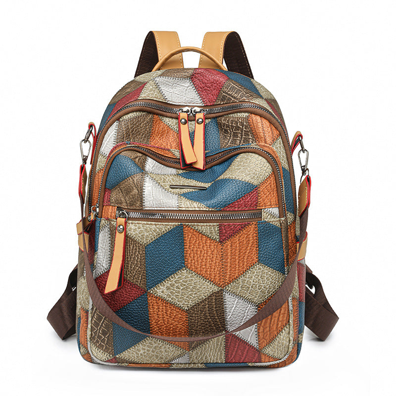 Color Block Chic Women's Fashion Backpack