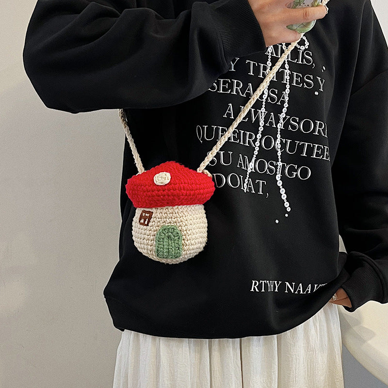 Mushroom Mini Crochet Crossbody Bag
