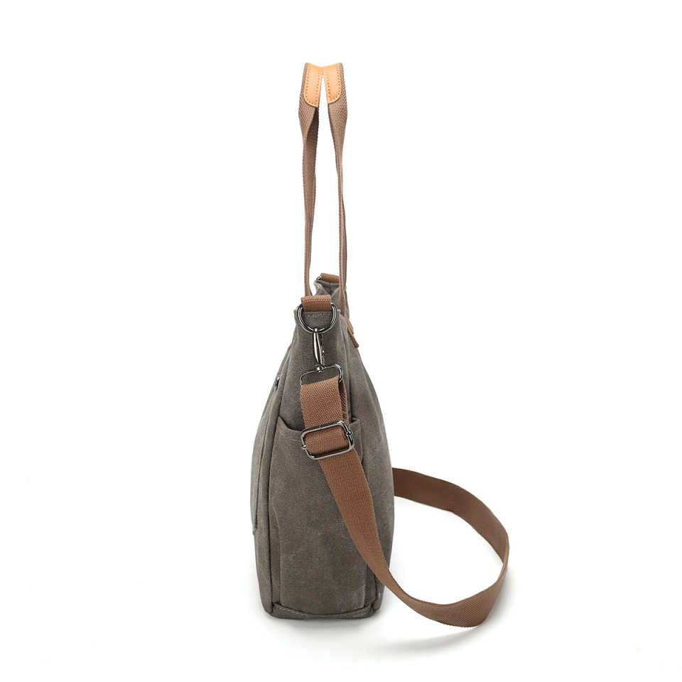 Canvas Multi Pocket Large Capacity Shoulder Bag