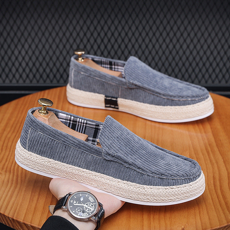 Men's Professional Corduroy Braided Slip-On Loafers
