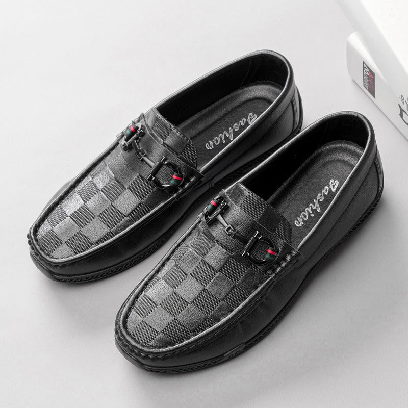 Men's Embossed Checkered Loafers