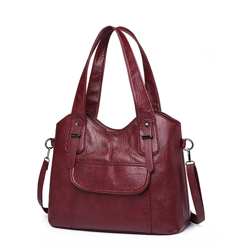 Euro Splicing Soft Leather Shoulder Bag