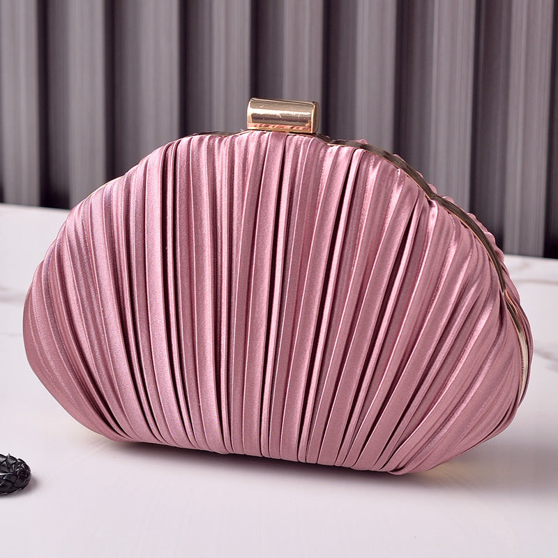 Delicate Pleat Half Moon Clutch Bag