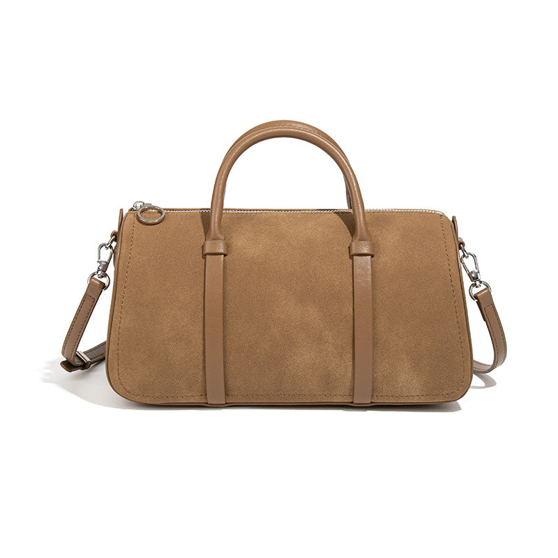 Noir Boston Suede Carryall Handbag