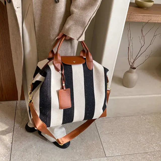 Striped Design Handbag