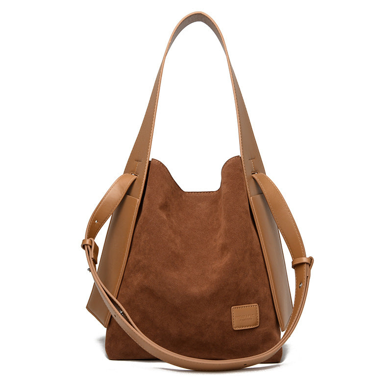 Mocha Suede Everyday Bucket Bag