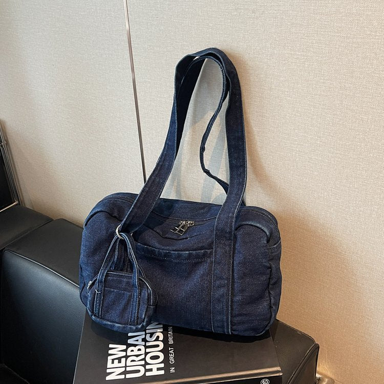 Retro Jean Barrel Shoulder Bag