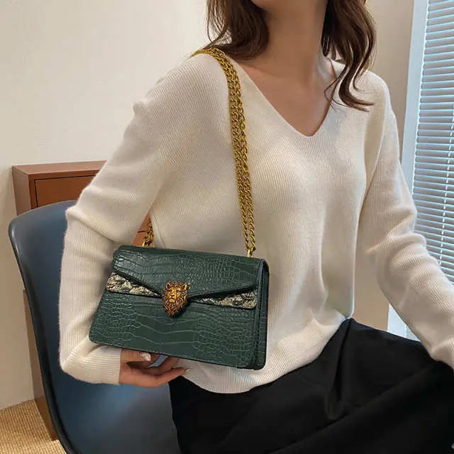 Stone Luxe Chain Shoulder Bag