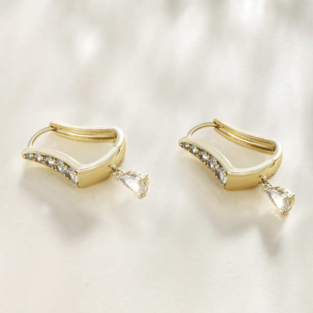 Exquisite U-Shaped Diamond-Set Earrings