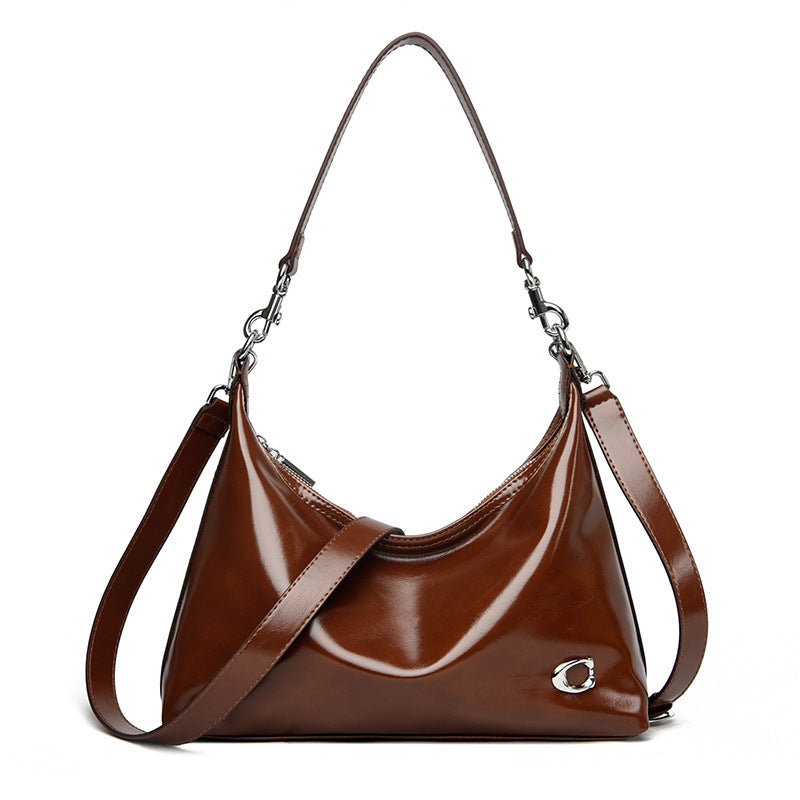 Noir Crescent Gloss Shoulder Bag